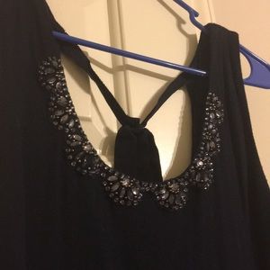 Navy blue dress with tie back detail